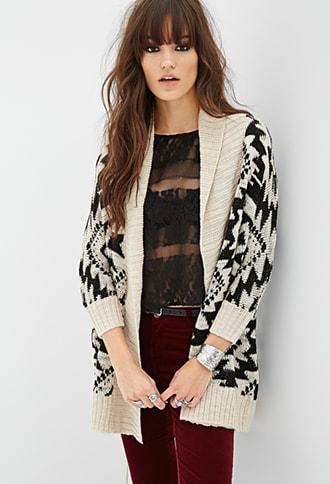 Forever21 Tribal Pattern Longline Cardigan