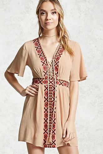 Forever21 Embroidered Panel Mini Dress