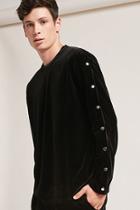 Forever21 Snap-button Velvet Sweatshirt