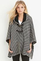 Forever21 Contemporary Hooded Stripe Poncho