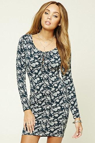 Forever21 Women's  Bodycon Lace-up Dress