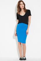 Forever21 Plus Women's  Imperial Blue Heathered Pencil Skirt
