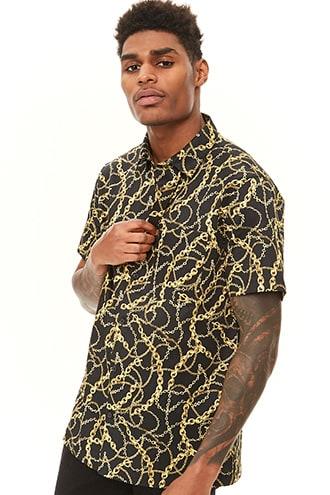 Forever21 Chain Print Classic-fit Shirt