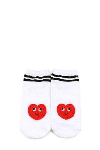 Forever21 Fuzzy Heart Graphic Ankle Socks
