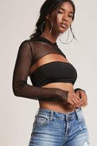 Forever21 Cropped Fishnet Hoodie