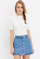Forever21 Women's  Ribbed Mock Neck Top (ivory)