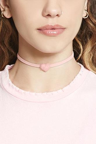 Forever21 Heart Pom Pom Choker