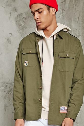Forever21 Patch-front Pocket Shirt