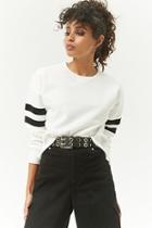 Forever21 Striped Raw-cut Pullover