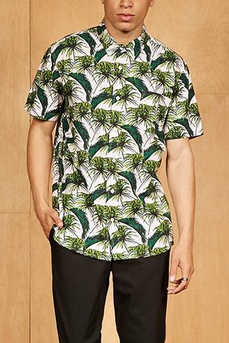 Forever21 Alpha Beta Leaf Print Shirt