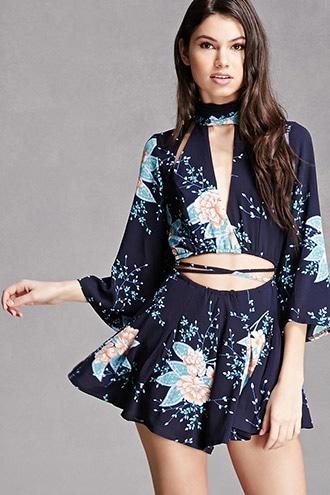 Forever21 Selfie Leslie Rose Print Romper