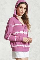 Forever21 Lace-up Tie-dye Hoodie