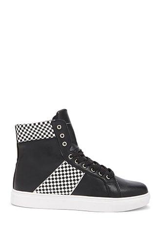 Forever21 Men Speechless Checker-trim High-top Sneakers
