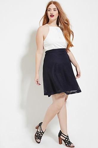 Forever21 Plus Women's  Plus Size Shadow Stripe Skirt