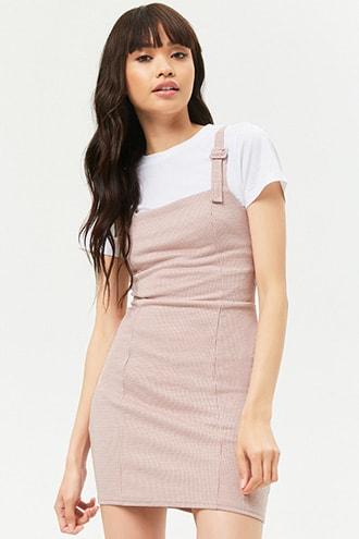 Forever21 Houndstooth Mini Pinafore Dress