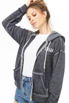 Forever21 Marled Graphic Zip-up Hoodie