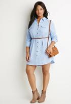 Forever21 Plus Belted Chambray Shirt Dress