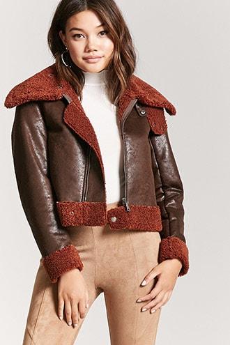 Forever21 Faux Nubuck Leather Pilot Jacket