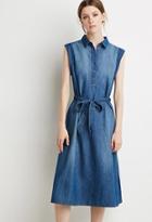 Love21 Belted Chambray Popover Dress