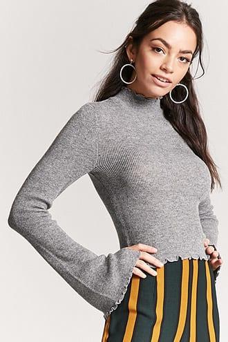 Forever21 Lettuce-edge Sweater-knit Top