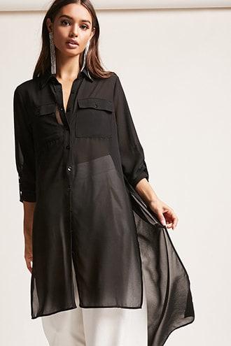Forever21 Chiffon High-low Tunic