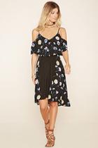 Forever21 Women's  Black Floral Flounce-layered Dress