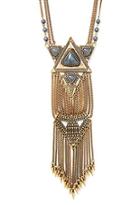 Forever21 Tribal-inspired Statement Necklace (antic Gold/grey)