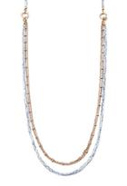 Forever21 Beaded Chain Layered Necklace (antic Gold/blue)
