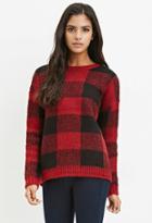 Forever21 Women's  Buffalo Plaid Sweater (black/red)