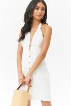 Forever21 Plunging Halter Button-front Mini Dress