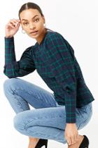Forever21 Plaid Balloon Sleeve Top