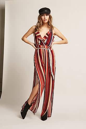 Forever21 Ruffled Stripe Jumpsuit