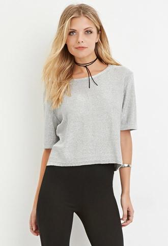 Love21 Women's  Contemporary Metallic Boxy Top