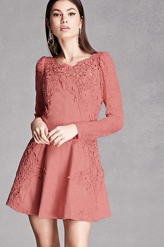 Forever21 Faux Suede Crochet Lace Dress