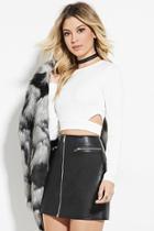 Forever21 Women's  Ivory Side Cutout Crop Top