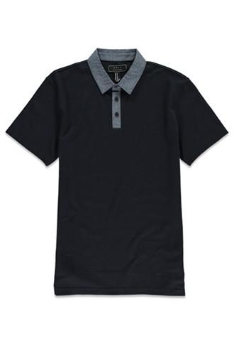 21 Men Men's  Navy & Blue Chambray-trimmed Polo