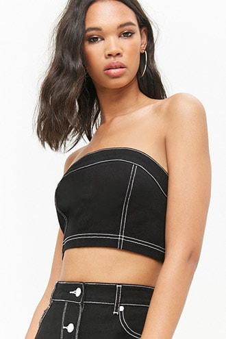 Forever21 Pull-ring Denim Tube Top