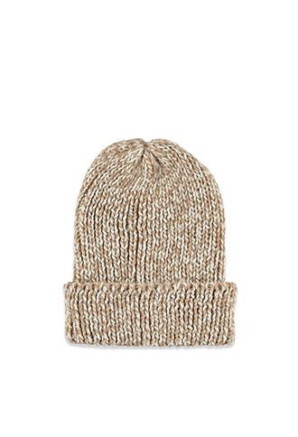Forever21 Fold-over Marled Knit Beanie (taupe/cream)
