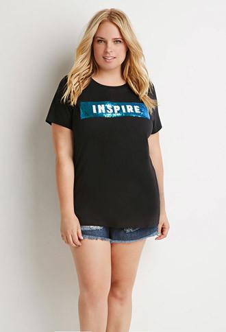 Forever21 Plus Sequined Inspire Graphic Tee