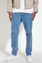 21 Men Men's  Light Denim Slim Fit Distressed Jeans