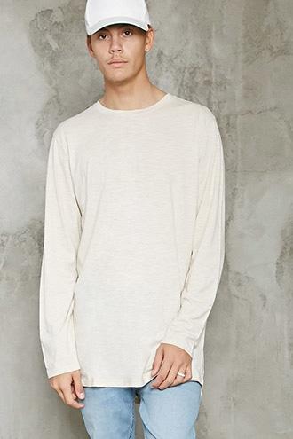 21 Men Men's Cream Long-sleeve Slub Tee