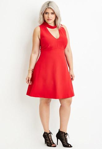 Forever21 Plus Women's  Plus Size Cutout-back Mock Neck Dress