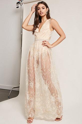 Forever21 Glitter Mesh Maxi Dress