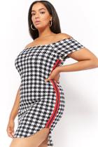 Forever21 Plus Size Houndstooth Striped Off-the-shoulder Dress