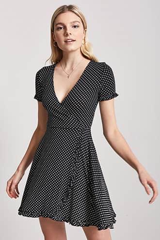 Forever21 Polka Dot Ruffle Skater Dress
