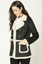 Forever21 Women's  Black Faux Shearling-lined Coat