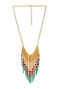 Forever21 Worldly Beaded Fringe Bib Necklace