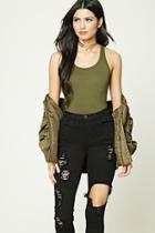 Forever21 Women's  Dark Olive Scoop Back Tank