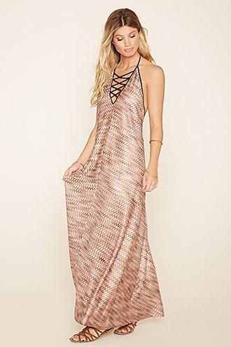 Forever21 Women's Chevron Halter Maxi Dress