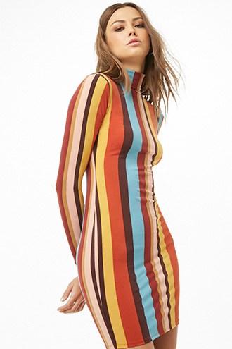 Forever21 Striped Mock Neck Mini Dress